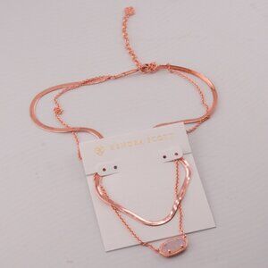 Kendra Scott Double Layer Snake Chain White Quartz Necklace